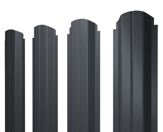 Штакетник П-образный А фигурный 0,4 PE-Matt-Double RAL 7024 мокрый асфальт