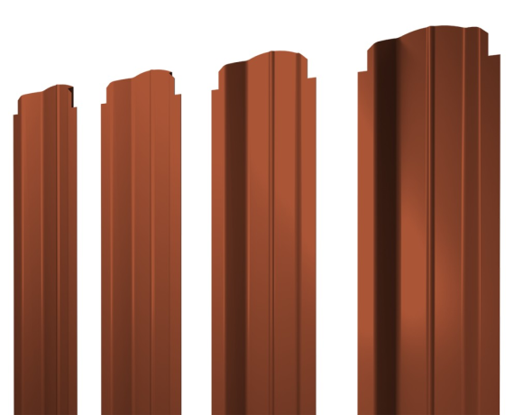 Штакетник П-образный B фигурный 0,45 Drap RAL 8004 терракота