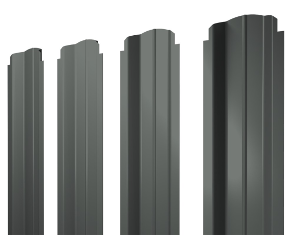 Штакетник П-образный B фигурный 0,45 PE RAL 7005 мышино-серый