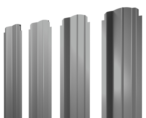 Штакетник П-образный B фигурный 0,45 PE RAL 9006 бело-алюминиевый