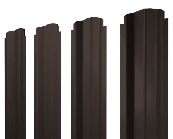 Штакетник П-образный B фигурный 0,45 PE-Double RR 32 темно-коричневый