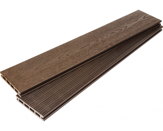 Террасная доска, ArtDeco, Темно-коричневый  Шлифовка + Тиснение  (стандарт), 4м.