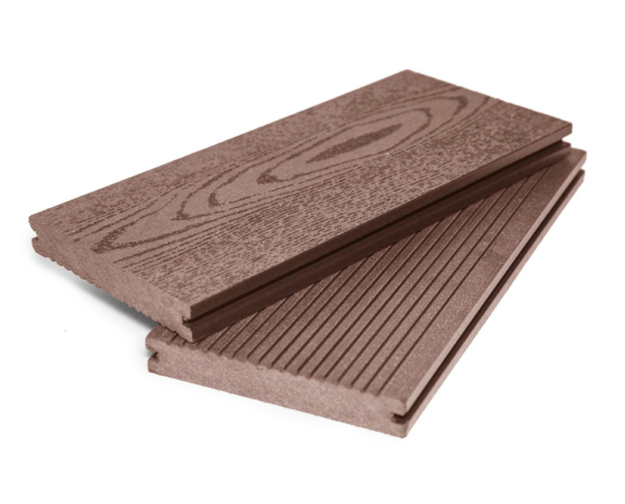 Террасная доска Grand Line 140 мм массив вельвет/тиснение под дерево Какао 3м ДПК