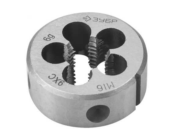 Плашка ЗУБР М16*1,5мм,сталь 9ХС,круглая ручная