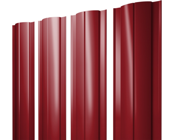 Штакетник Круглый с прямым резом 0,45 PE RAL 3003 рубиново-красный