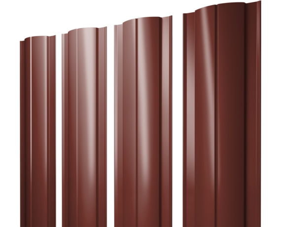 Штакетник Круглый с прямым резом 0,45 PE RAL 3009 оксидно-красный