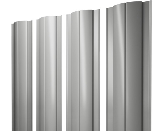 Штакетник Круглый с прямым резом 0,45 PE RAL 9006 бело-алюминиевый