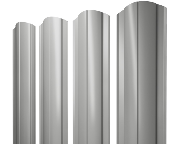 Штакетник Круглый фигурный 0,45 PE RAL 9006 бело-алюминиевый