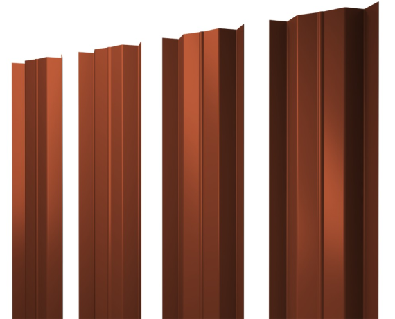 Штакетник М-образный В с прямым резом 0,45 Drap RAL 8004 терракота