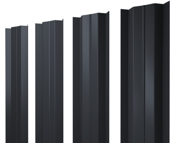 Штакетник М-образный В с прямым резом 0,45 Drap-double TX RAL 7024 мокрый асфальт