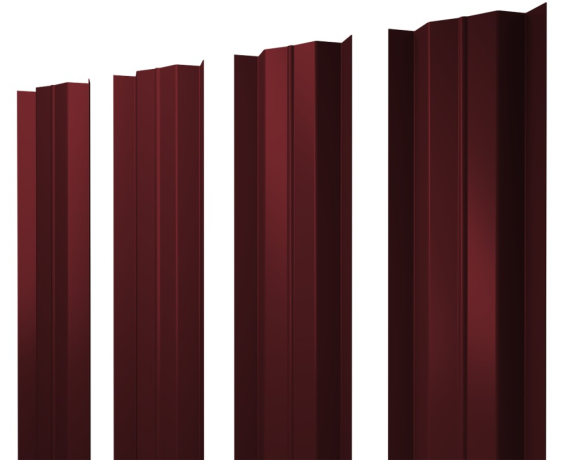 Штакетник М-образный В с прямым резом 0,45 PE RAL 3005 красное вино