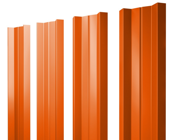 Штакетник М-образный А с прямым резом 0,45 PE RAL 2004 оранжевый