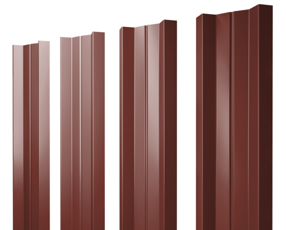 Штакетник М-образный А с прямым резом 0,45 PE RAL 3009 оксидно-красный