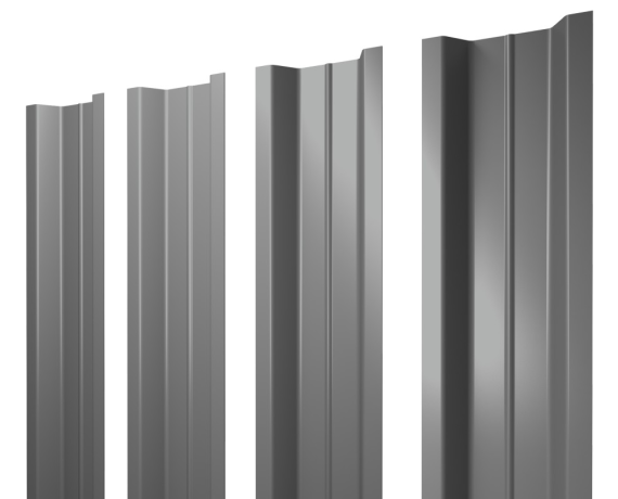 Штакетник П-образный В с прямым резом 0,45 PE RAL 9006 бело-алюминиевый