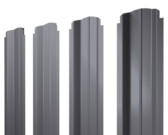 Штакетник П-образный B фигурный 0,45 Drap RAL 7004 сигнальный серый