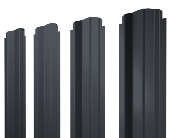 Штакетник П-образный B фигурный 0,45 Drap RAL 7024 мокрый асфальт