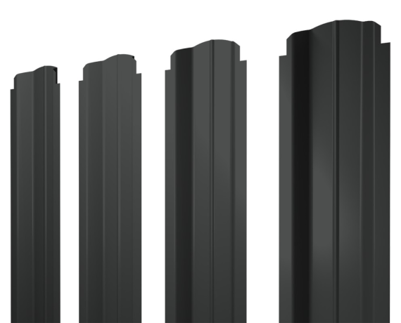 Штакетник П-образный B фигурный 0,45 PE RAL 7016 антрацитово-серый