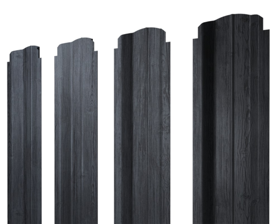 Штакетник П-образный В фигурный 0,45 Print Premium Grey Wood TwinColor