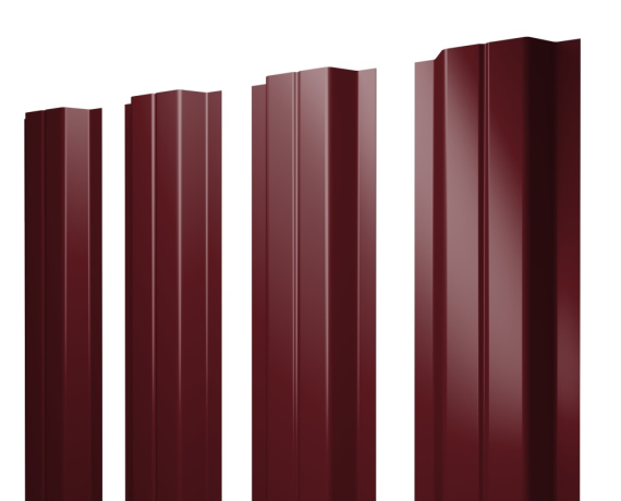 Штакетник П-образный A с прямым резом 0,45 PE-Double RAL 3005 красное вино