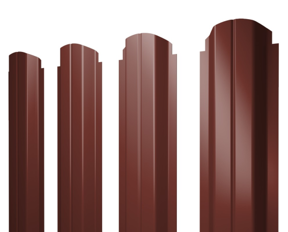 Штакетник П-образный А фигурный 0,45 PE RAL 3009 оксидно-красный