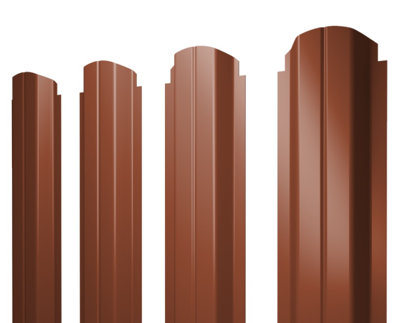 Штакетник П-образный А фигурный 0,45 PE RAL 8004 терракота