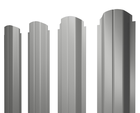 Штакетник П-образный А фигурный 0,45 PE RAL 9006 бело-алюминиевый