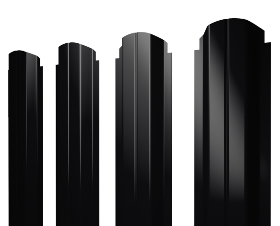 Штакетник П-образный А фигурный 0,45 PE-Double RAL 9005 черный