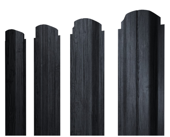 Штакетник П-образный А фигурный 0,45 Print Premium Grey Wood TwinColor