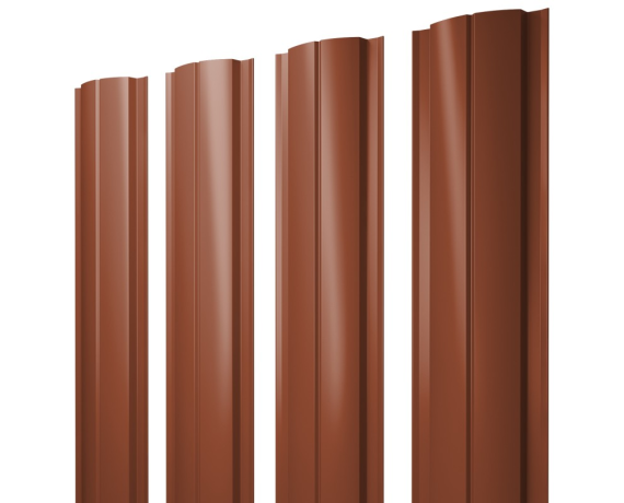 Штакетник Полукруглый Slim с прямым резом 0,45 Drap RAL 8004 терракота