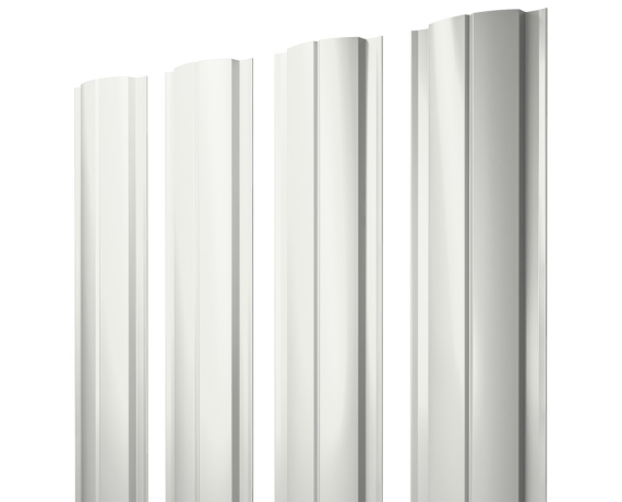 Штакетник Полукруглый Slim с прямым резом 0,45 Drap RAL 9003 сигнальный белый