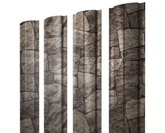 Штакетник Полукруглый Slim с прямым резом 0,45 Print Elite King Stone TwinColor