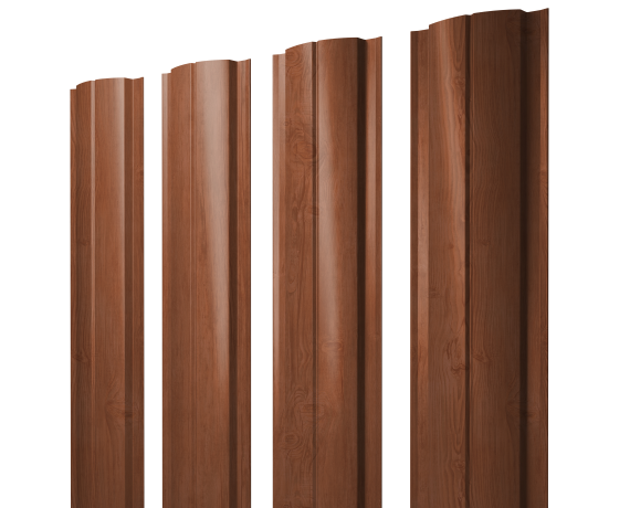 Штакетник Полукруглый Slim с прямым резом 0,45 Print Elite Rowan TwinColor