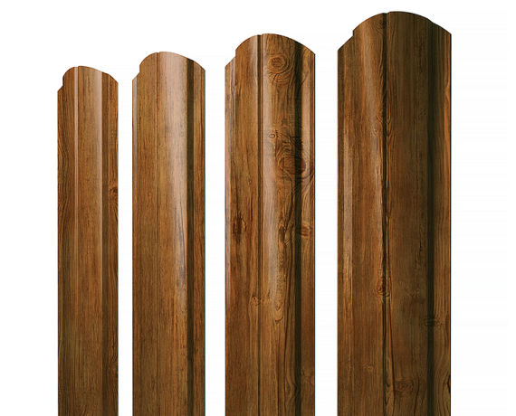 Штакетник Полукруглый Slim фигурный 0,45 Print Elite Golden Wood TwinColor