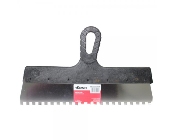 Шпатель DERZHI зубчатый нерж.сталь с пласт.руч.350мм зуб 8*8мм 