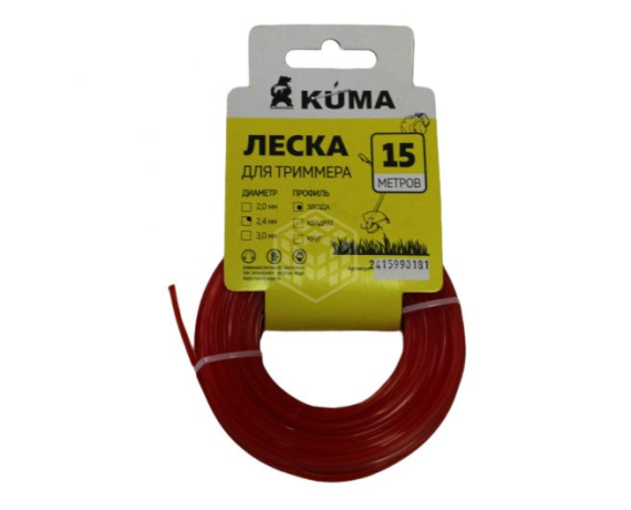 Леска для триммеров звездочка KUMA 2,4 15м