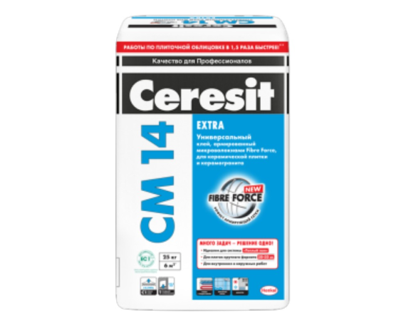 СМ 14 Клей для плитки и керамогранита (до 45*45 см) для внутренних и наружных работ 25 кг