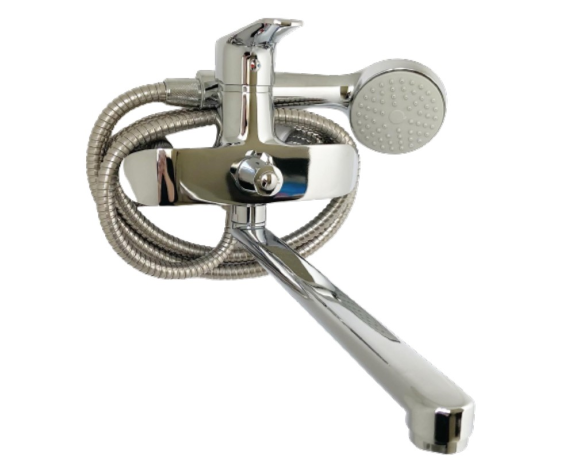 Смеситель для ванны Lemen LB2285,однорычажный,D35,встроенный переключатель,длинный носик