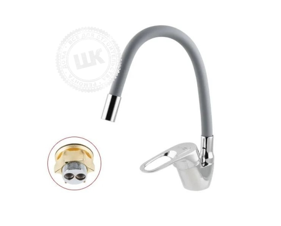 Смеситель для кухни Lemen LB-91477-H9,однорычажный,D40,гайка,серый гибкий излив