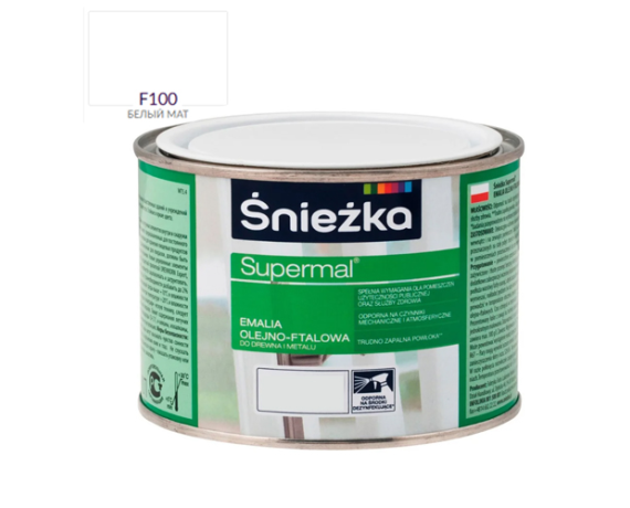 СНЕЖКА Эмаль для древесины и металла белая 0,8 л