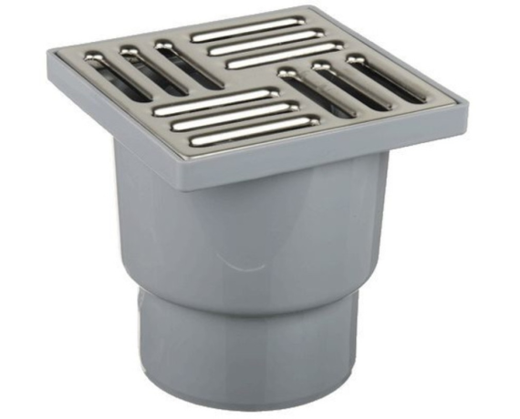 Трап ТА1212 с вертикальным выпуском 110мм с металлической решеткой