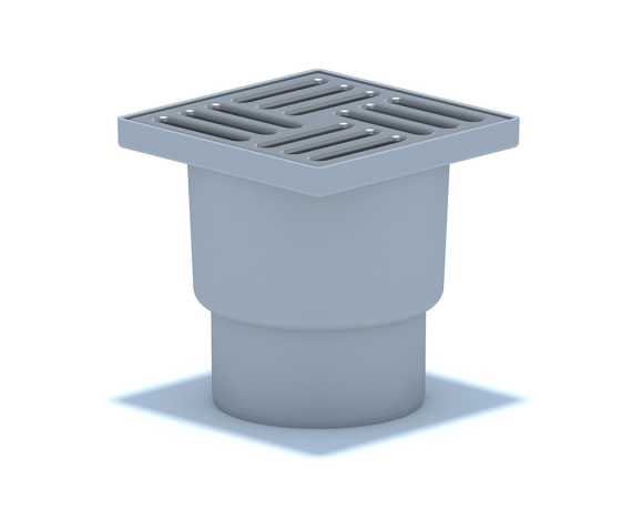 Трап ТQ1212 с вертикальным выпуском 110мм с пластиковой решеткой, сухой затвор