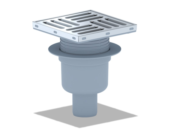Трап ТQ5712 с вертикальным выпуском 110мм с металлической решеткой, сухой затвор
