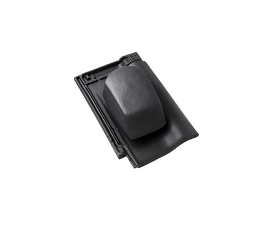 Черепица с вентиляционной насадкой, Рубин 9V, Глазурь глубокий черный