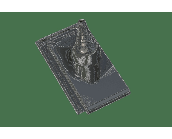 Черепица с вентиляционной насадкой, Турмалин, Топ-глазурь серый кристалл