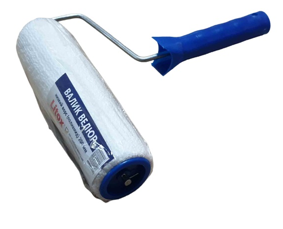 Валик ВЕЛЮР (200 мм., бюгель 6 мм.) белый, без шва 