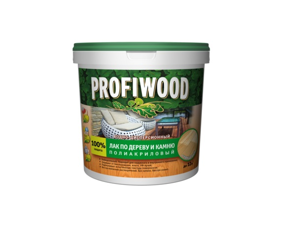 Лак ВД по дереву и камню полиакриловый глянцевый 0,9кг