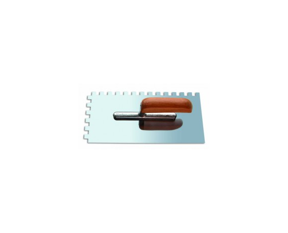 Кельма зубчатая нерж. полир. сталь с дерев. руч. 280*130 мм зуб 8*8 мм 