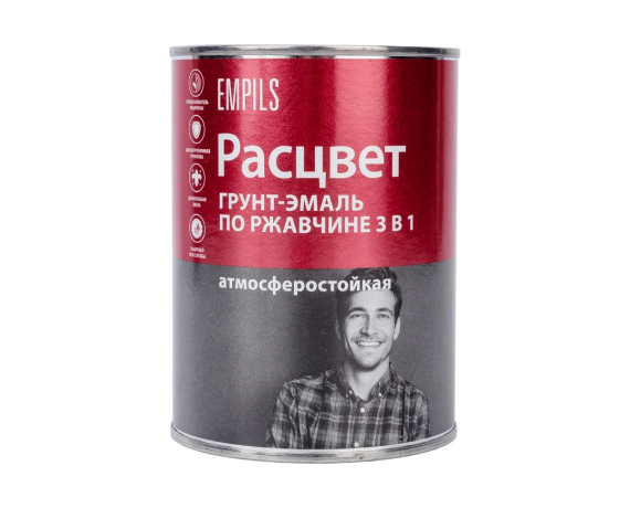 Расцвет Грунт-эмаль по ржавчине алкидная черная 0,9 кг (14шт)