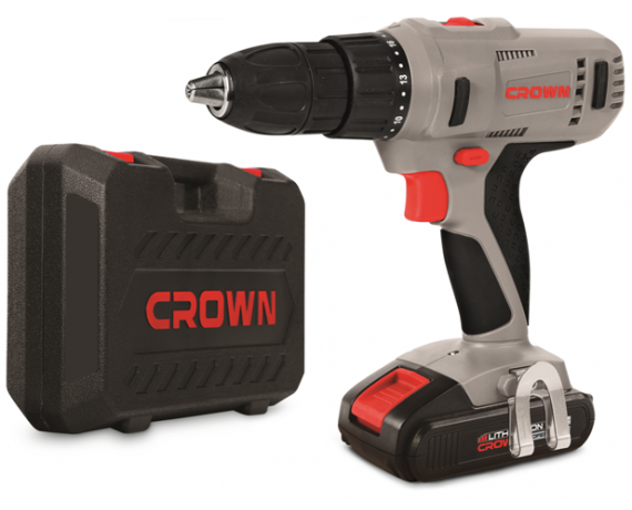 Аккумуляторный шуруповерт CROWN СТ21056L-1,5 BMC 2скорости, 2аккумулятора, 1350об/мин, 18В, 1,5А*ч
