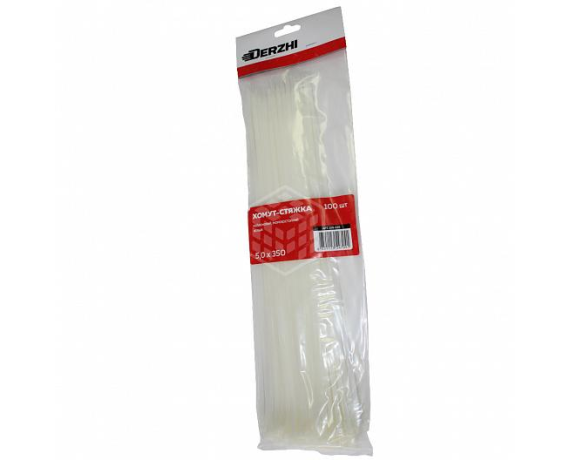 Хомут-стяжка DERZHI нейлоновые белые 5*350 158-535